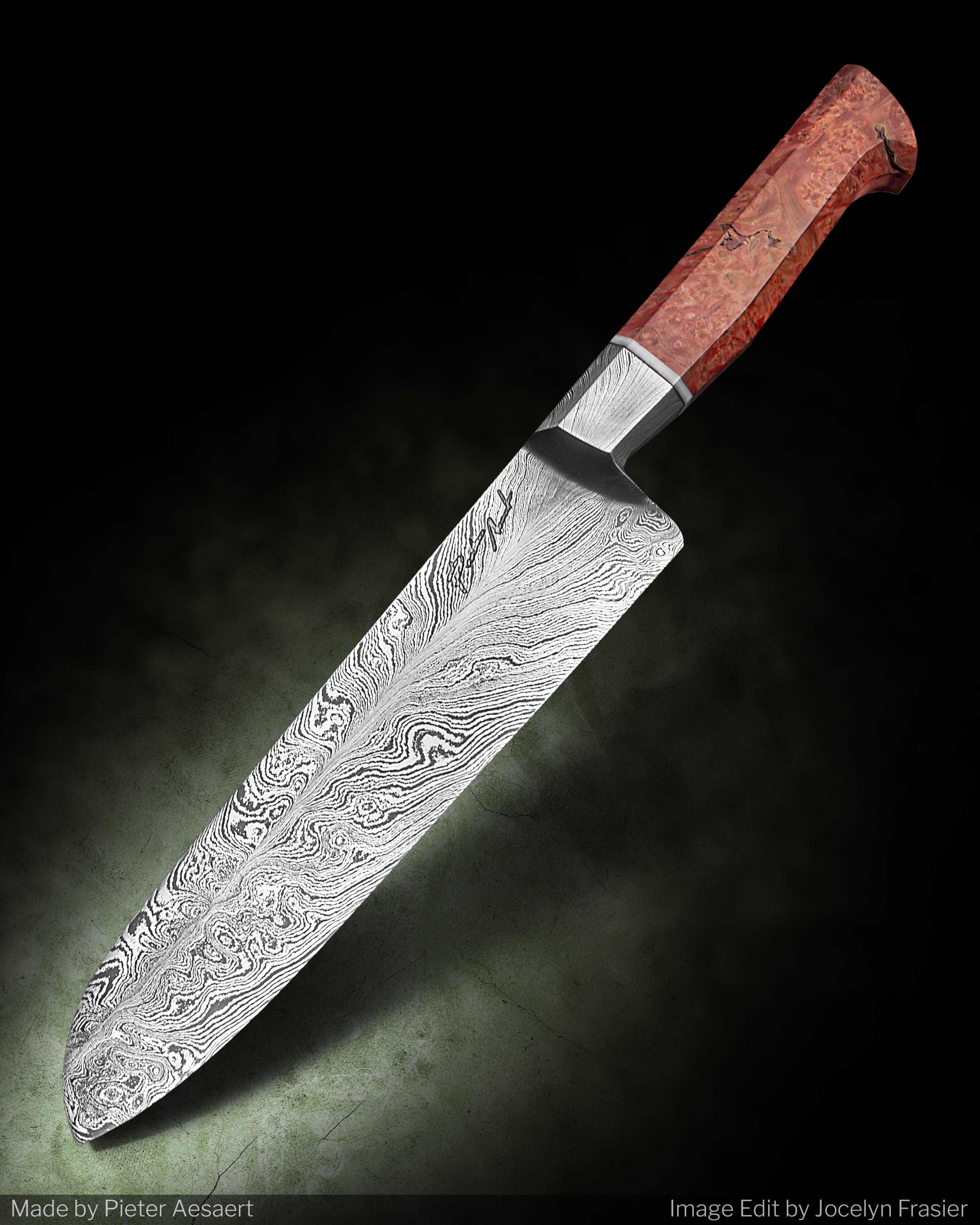Feather Damascus Knife